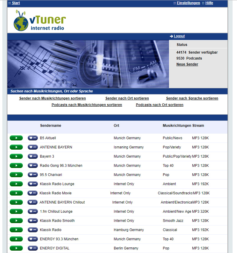 Bei Vtuner konnte man die Senderliste im Web pflegen und dort nach Sendern suchen, auch konnte man dort eigene Sender definieren